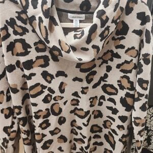 Calvin Klein Women's Leopard Print Sweater - Brown